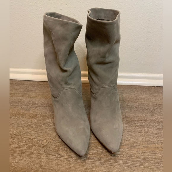 Women's Suede Ankle Boots - Gray - Picture 1 of 6